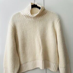 A.L.C. Theo Turtleneck Sweater In White Wool/Alpaca Blend Boxy Fit Sz S Timeless